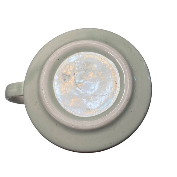 Vintage Speckled Stoneware Soup Mug With Blue Stripe - Picture 4 of 6